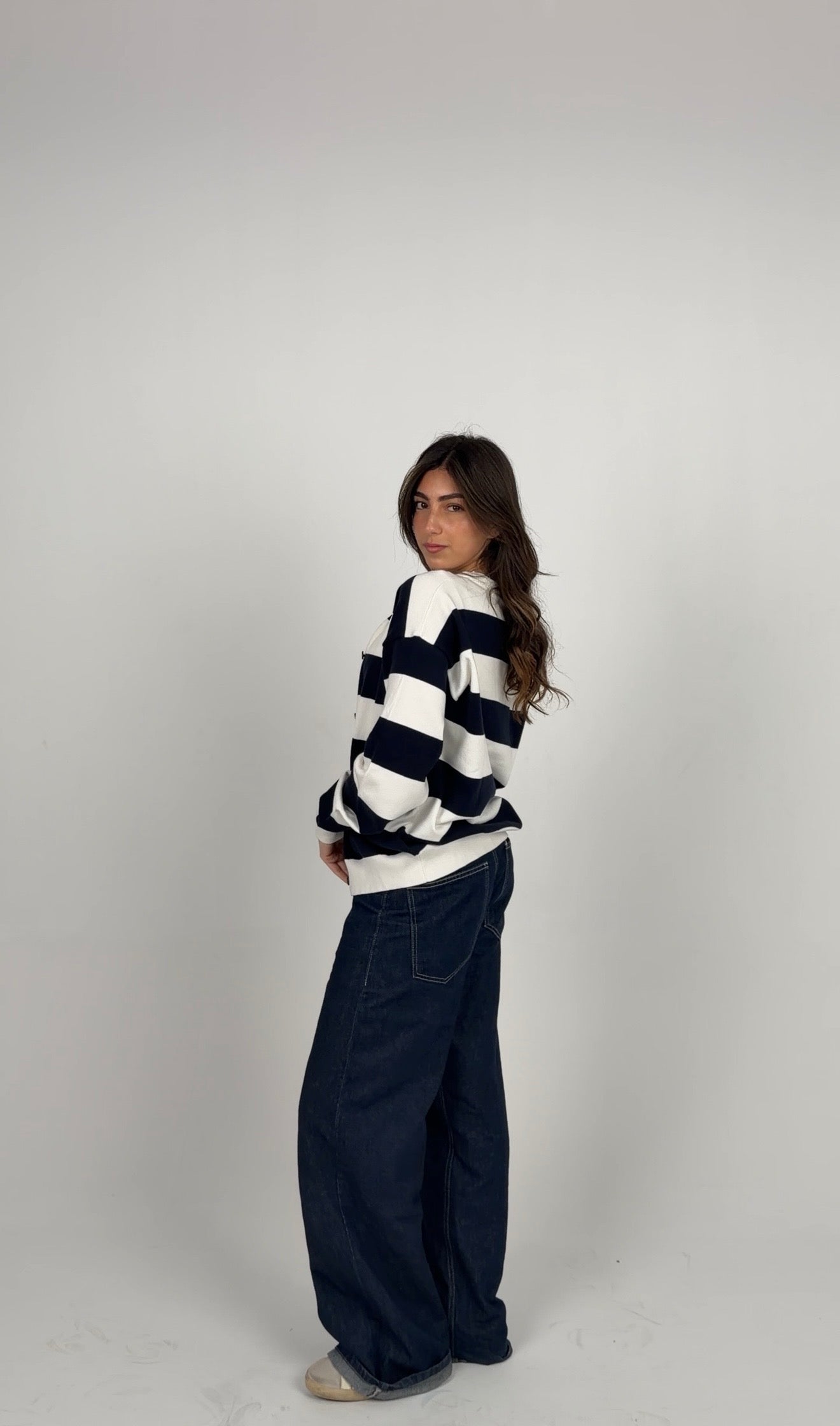 ⁠Navy Striped Cardigan